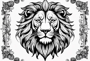 Lion head with the Leo astrology symbol tattoo idea
