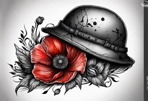 Fallen soldier memorial with poppy tattoo idea