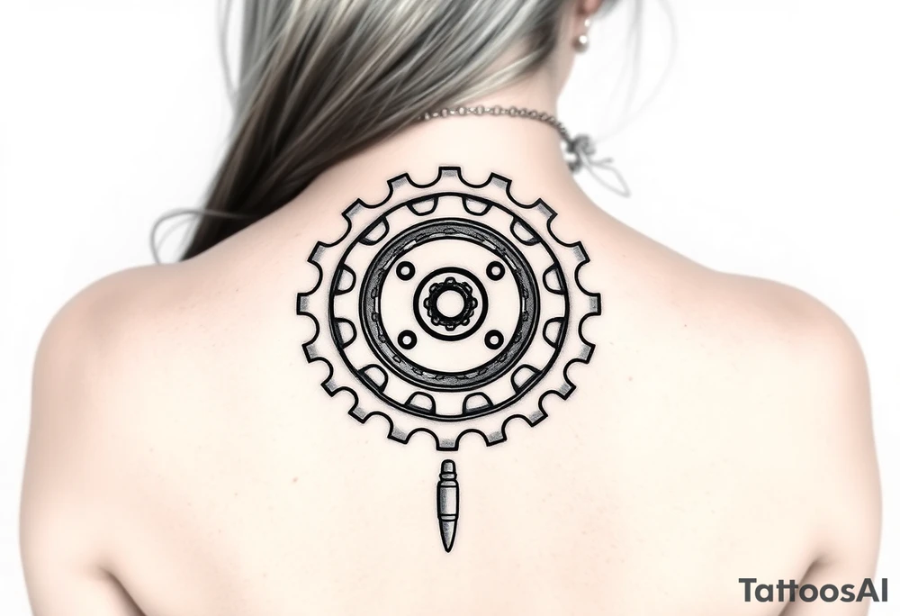 bicycle cog with bullets tattoo idea