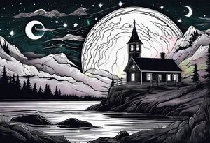 Northern lights with Pennywise tattoo idea