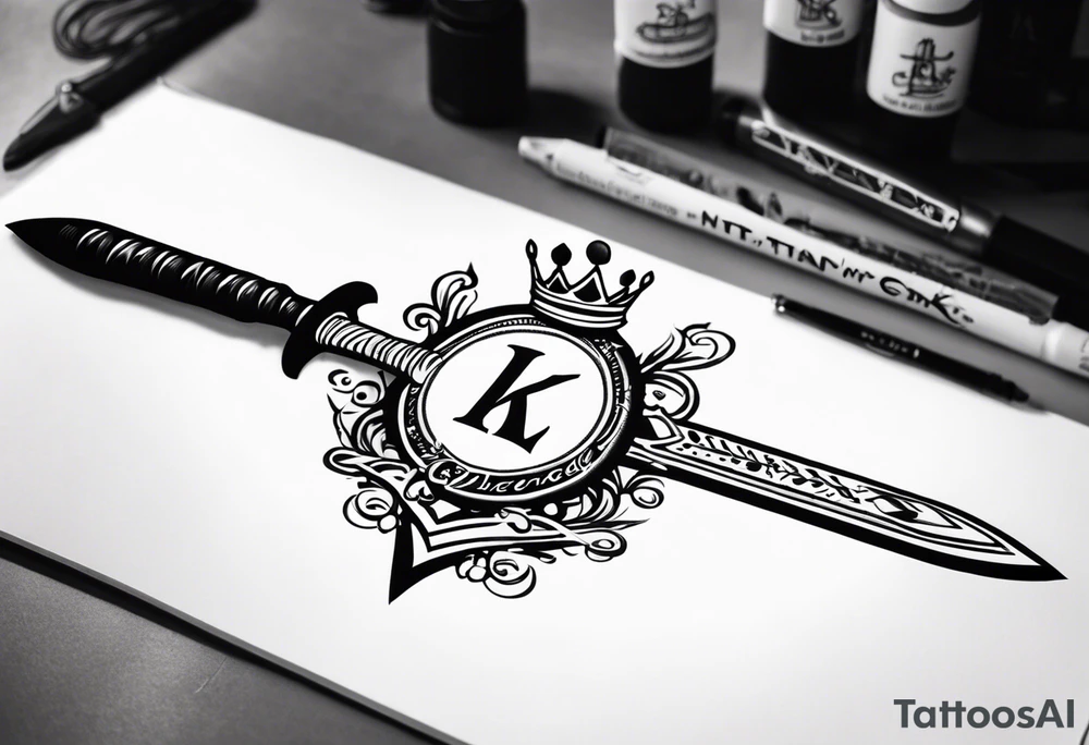 Sword, crown, distance love, science tattoo idea