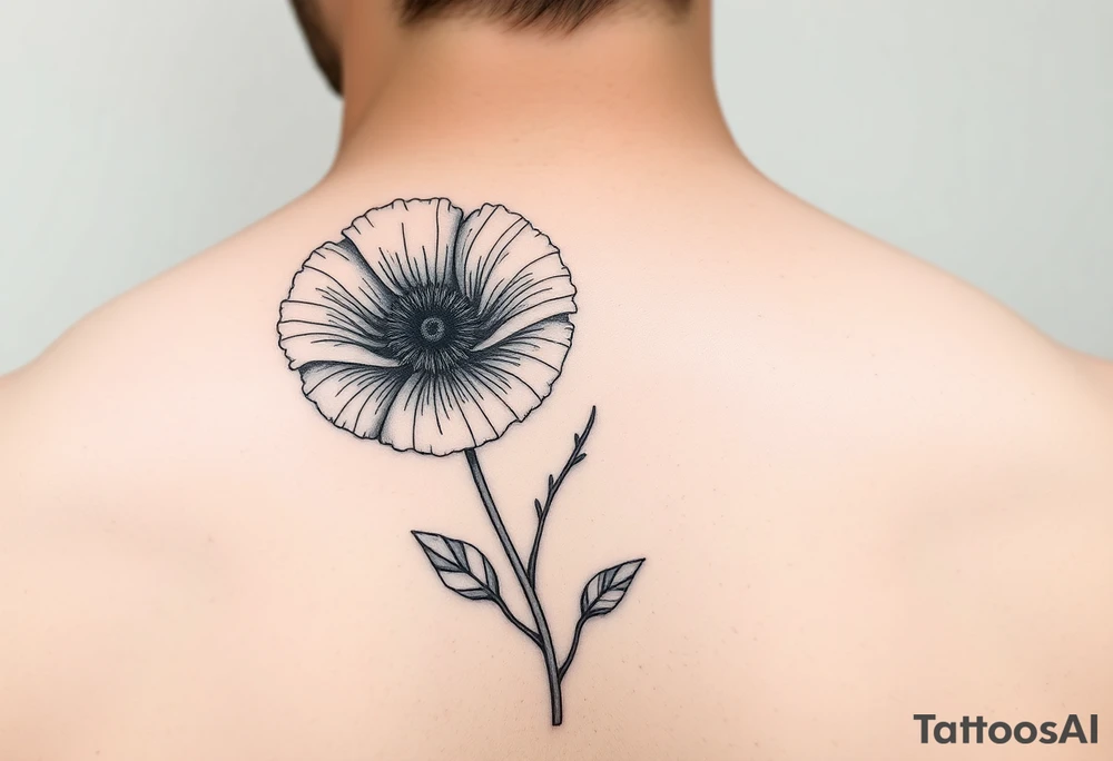 Poppy flower fine line spine tattoo tattoo idea