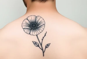 Poppy flower fine line spine tattoo tattoo idea