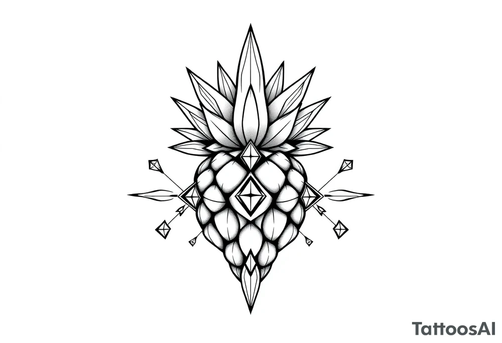 Majestic crown pineapple vagina anus diamonds tattoo idea