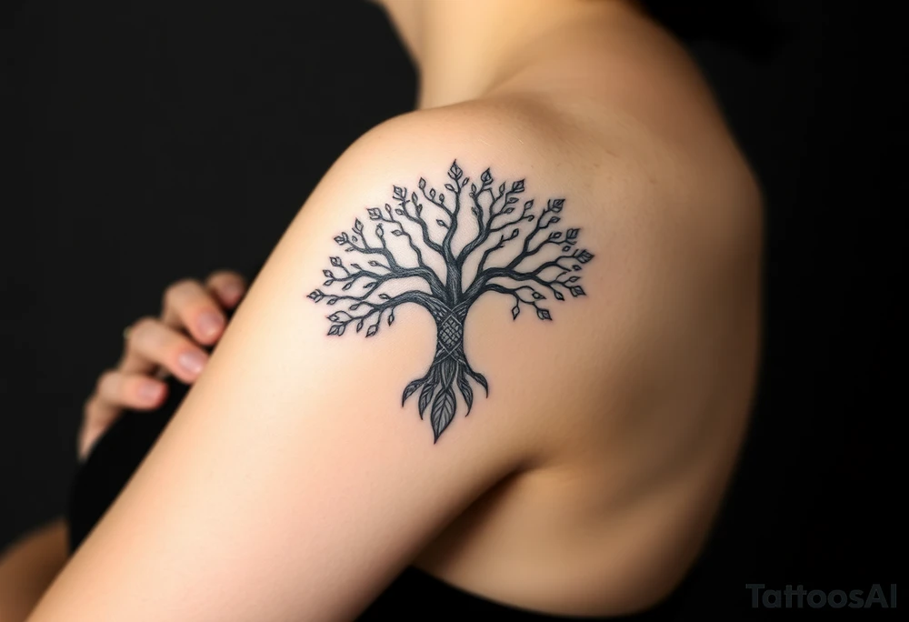 powerful, graceful, tree of life, with mendala incorporate tattoo idea