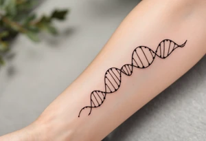 A fine-line black helix spiraling gently around the forearm like a strand of DNA. tattoo idea