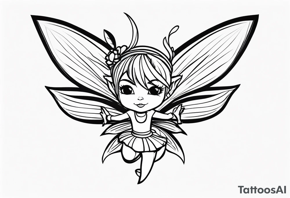 a mischievous pixie or sprite with E.J.R hidden it in tattoo idea