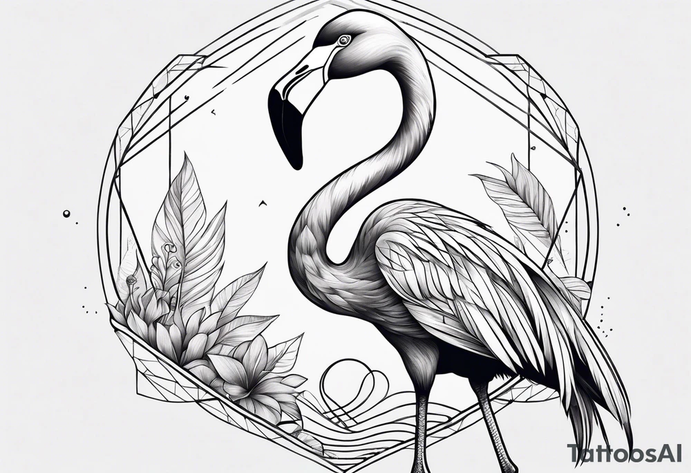 cute flamingo tattoo idea