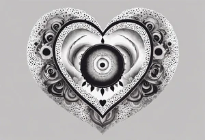 heart surrounded by ring of eyes tattoo idea