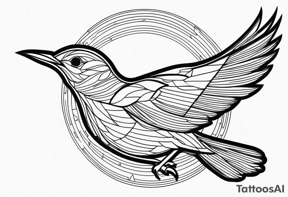 Create just the outline of a blackbird in flight tattoo idea