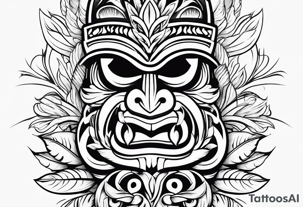hawaiian tiki with flames tattoo idea