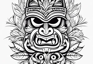 hawaiian tiki with flames tattoo idea