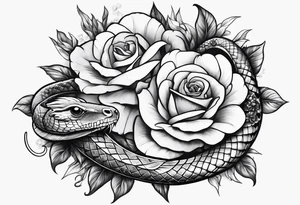 A long dagger with a snake wrapped around it. Add two flowers tattoo idea