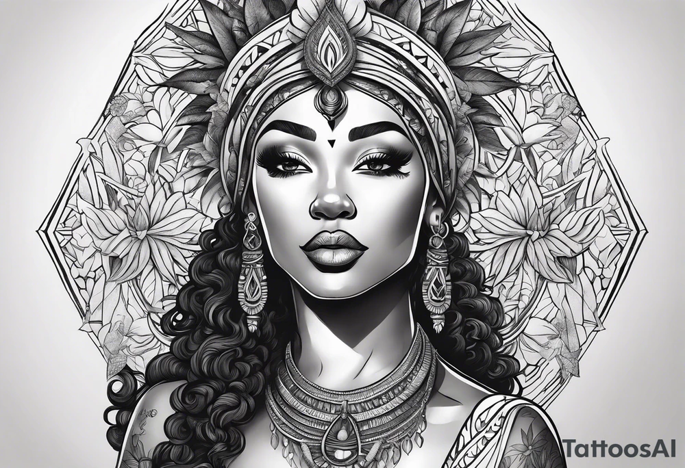 Black Goddess of sativa tattoo idea