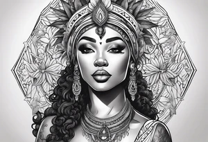 Black Goddess of sativa tattoo idea