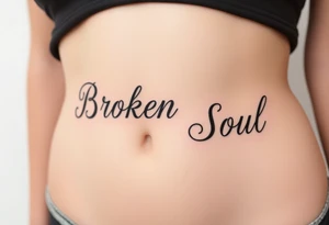 Broken Soul, written fancy thin lined cursive writing, tattoo idea