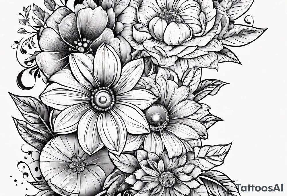 ornaments of flowers tattoo idea