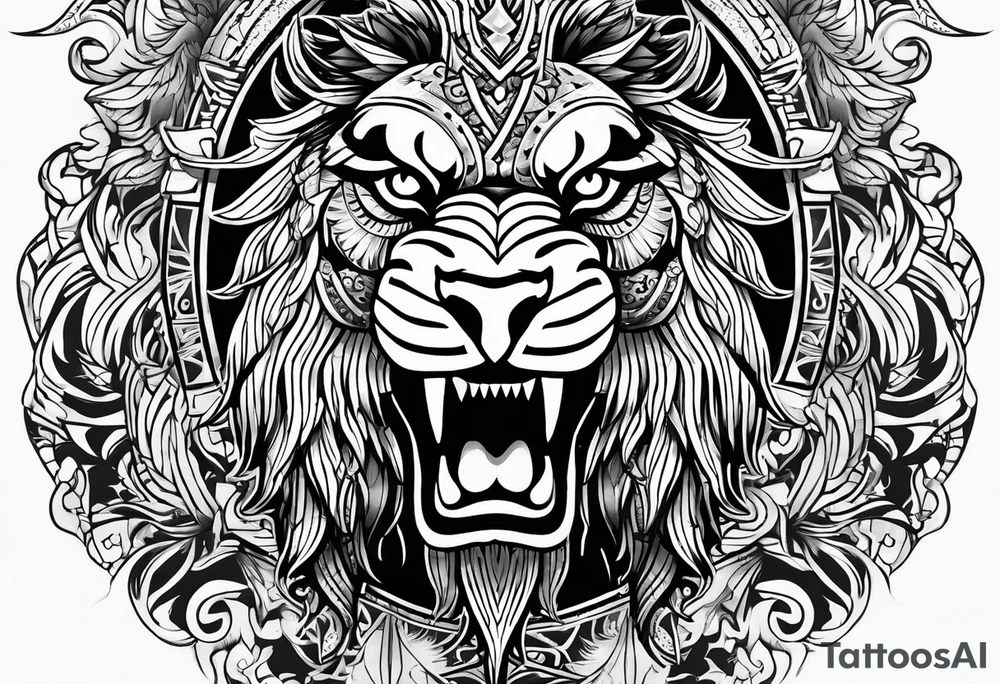 A tattoo of a king with an eagle head drawn in a tribal style tattoo idea