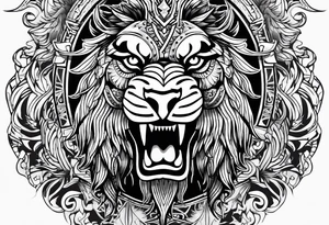 A tattoo of a king with an eagle head drawn in a tribal style tattoo idea
