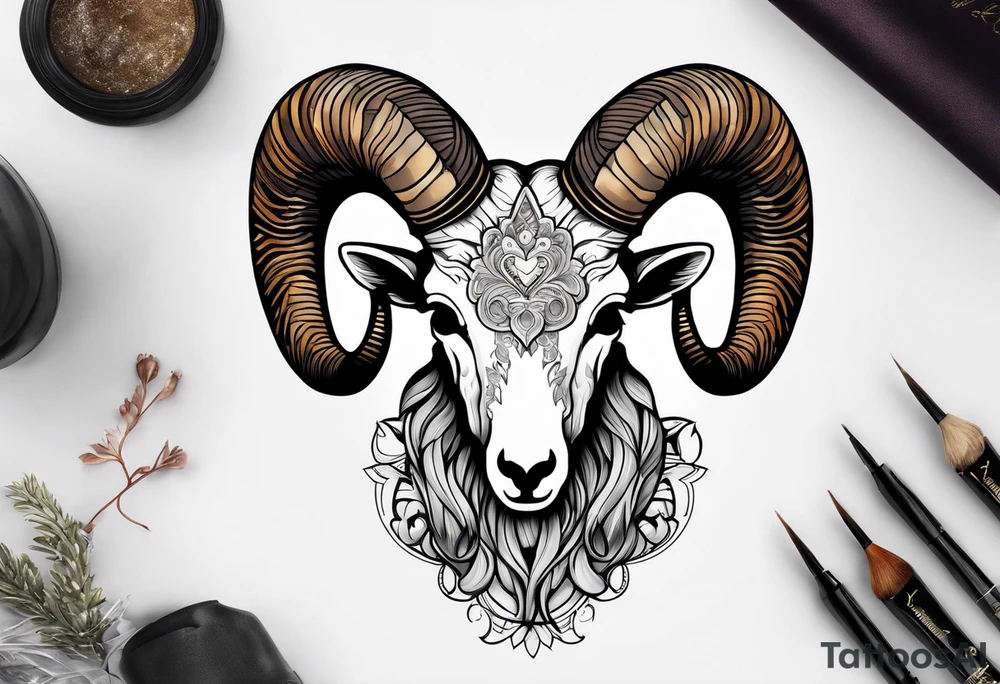 Big horn sheep skull tattoo idea