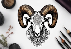 Big horn sheep skull tattoo idea