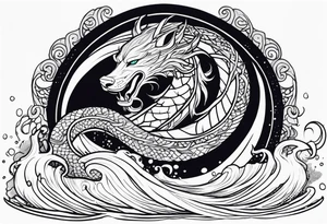 Thor getting eaten by the world serpent in the ocean tattoo idea