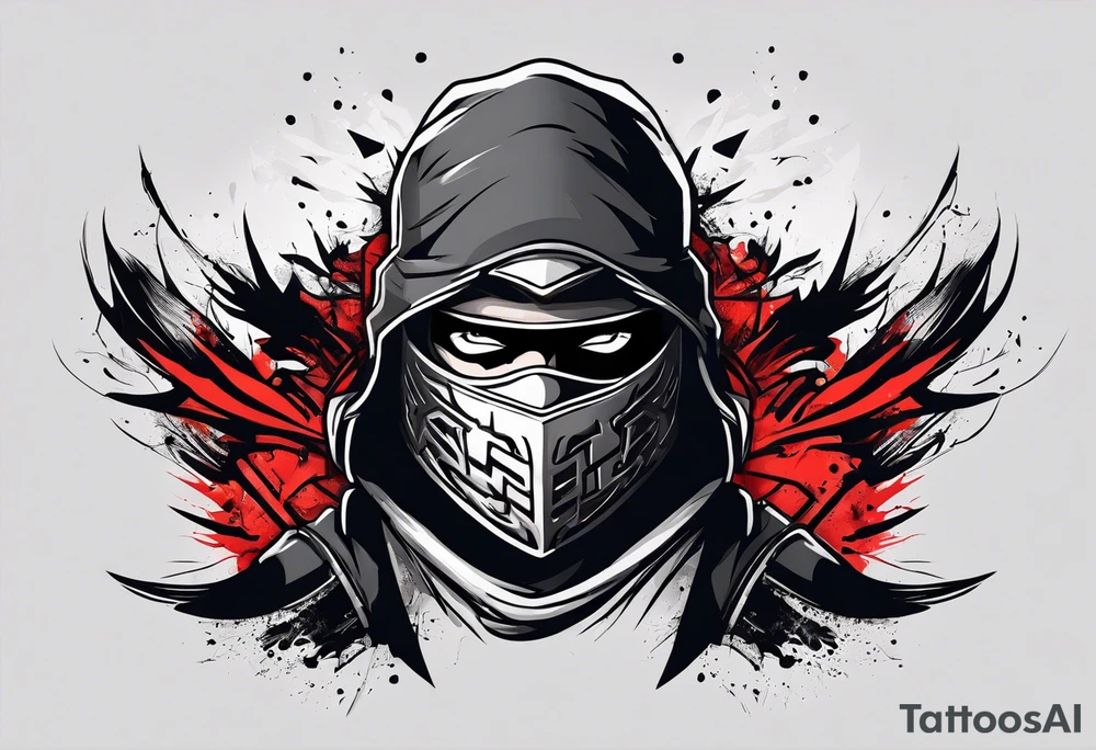 the letters A R in the middle of a ninja headband tattoo idea