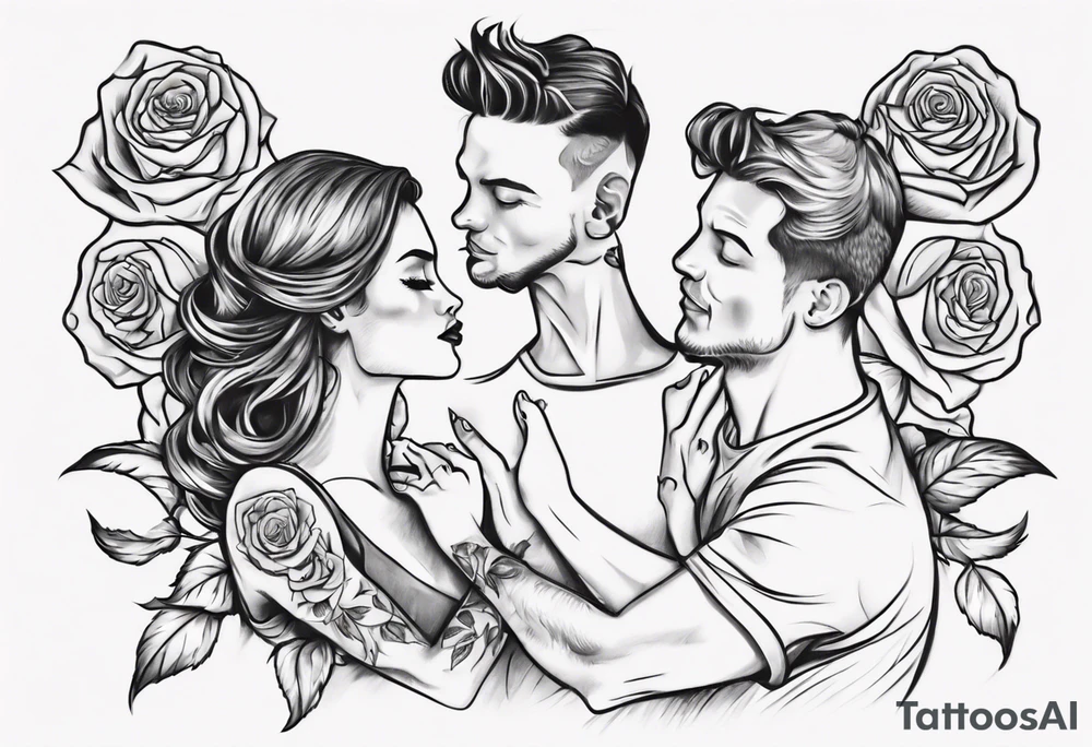 Couple dancing on a rose tattoo idea