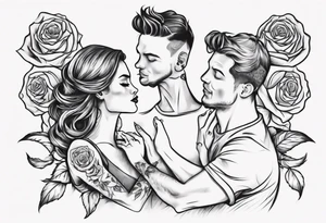 Couple dancing on a rose tattoo idea