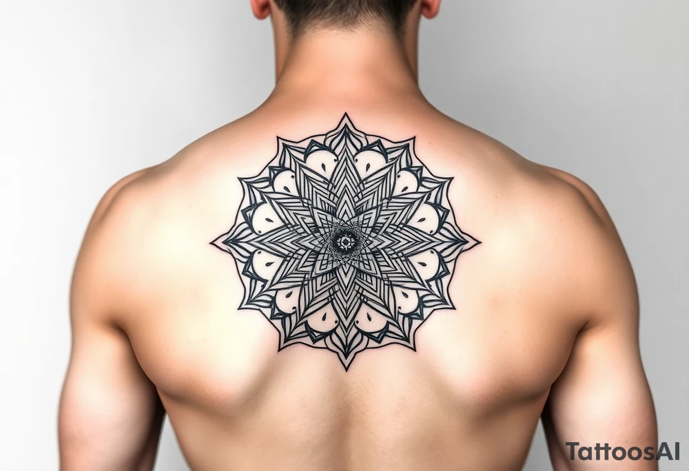 intricate mandala with sacred geometry and cosmic elements tattoo idea