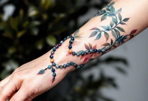 Prayer Beads (Mala) – A string of 108 beads used for chanting and meditation, ideal as a bracelet or anklet tattoo design. tattoo idea