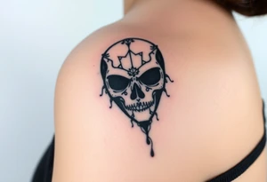 A Death Eater mask with battle scars, cracked from countless duels, with dark energy emanating from within tattoo idea