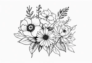 Birthflower bouquet tattoo with one July flower and two October flowers. tattoo idea