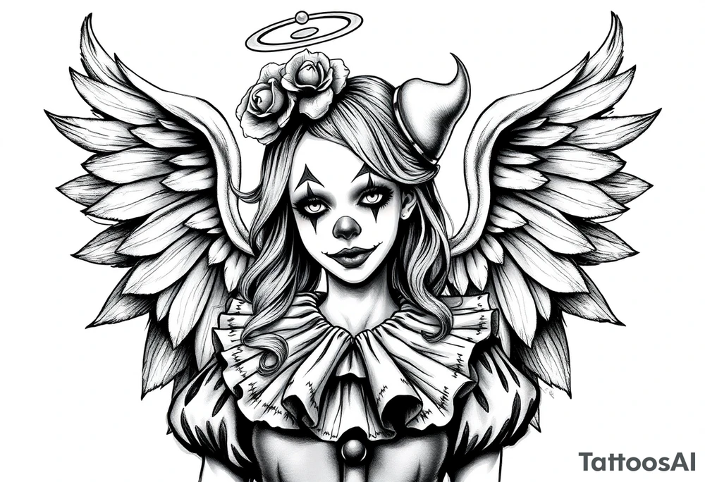 Payasa Clown Girl Angel Wings tattoo idea