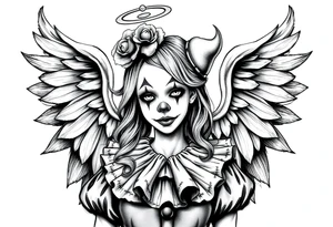 Payasa Clown Girl Angel Wings tattoo idea