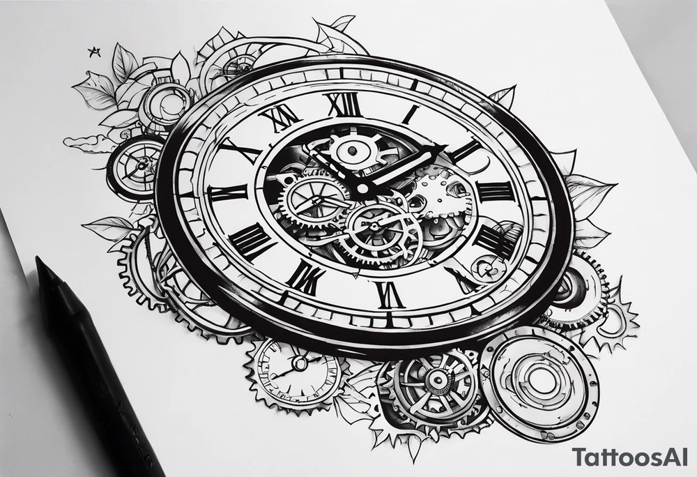 Steampunk clock tattoo idea