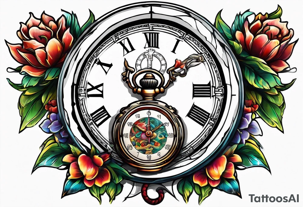Stopwatch hanging from  a sword tattoo idea