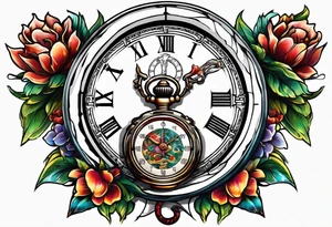 Stopwatch hanging from  a sword tattoo idea