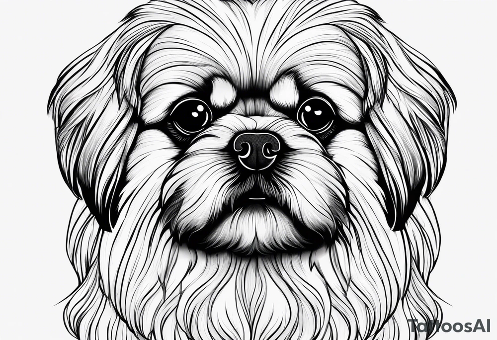 The contour of the face of a pekingese with shih tzu mixed race god. Nothing besides the face. As minimalist as possible. More minimalist! Make it a one line drawing. tattoo idea