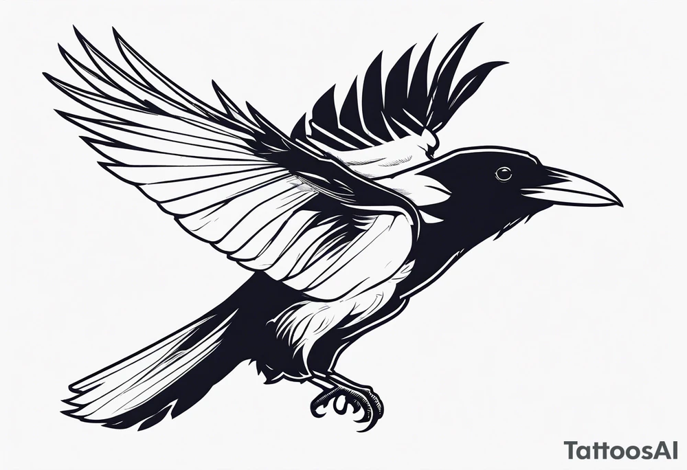 raven in flight seen from behind tattoo idea