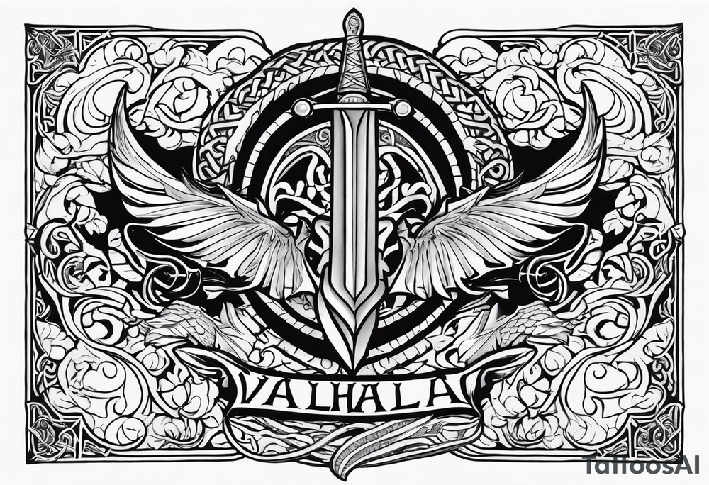 Valhalla sword shield viking ship dragon head tattoo idea Valhalla sword shield viking ship dragon head tattoo idea