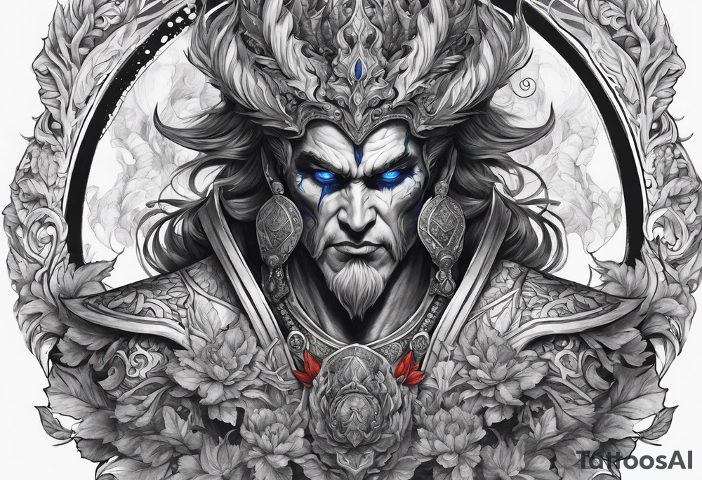 Hades with blue and red
shadowns tattoo idea
