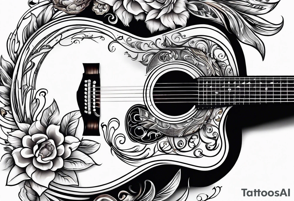 Acoustic guitar design tattoo idea