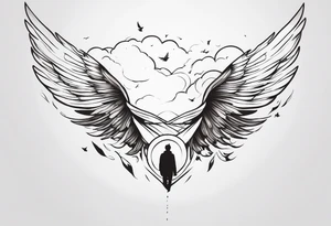 Man with wings falling upside down tattoo idea
