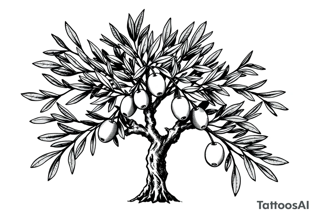 Olive tree with small olives tattoo idea