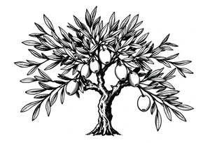 Olive tree with small olives tattoo idea