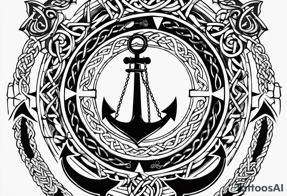 Celtic, forearm, half sleeve, anchor, compass tattoo idea