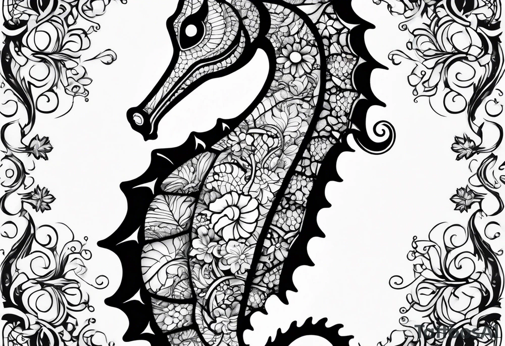 Under ocean seahorse tattoo idea