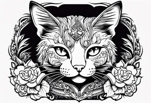 cat, love, angel, demon, peace tattoo idea