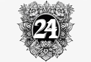 Generate tattoo designs featuring the number 24 composed entirely of tiny X's. tattoo idea